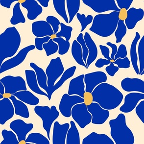 Magnolia Flowers - Matisse Inspired - Klein Blue / Cobalt - JUMBO