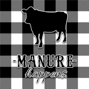 manure happens white buffalo plaid