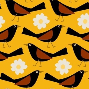 Blackbirds / daisy / gold