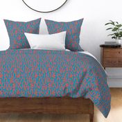 bold line art and spots coral and blue