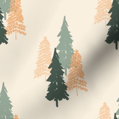 Christmas trees, forest, cabin, woods medium 8x8