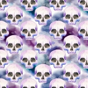 Blue Purple Watercolor Skulls small scale