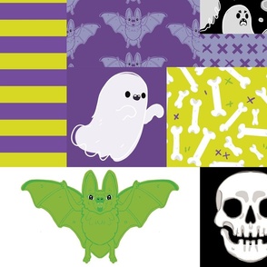 Halloween Cheater Quilt Green Purple