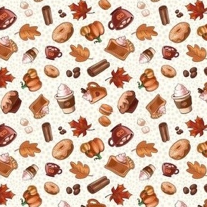 Small Scale Pumpkin Spice Everything Fall Treats Coffee Pie Autumn Leaves