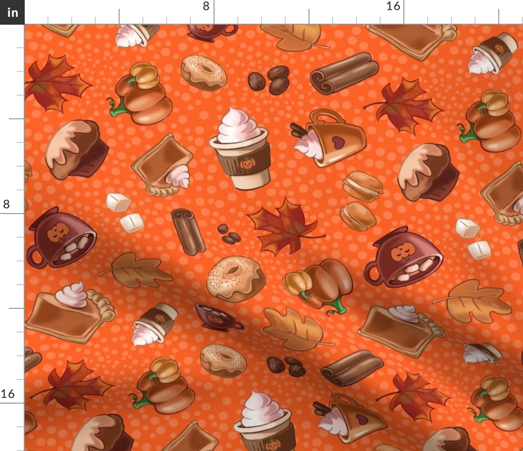 Large Scale Pumpkin Spice Everything Fall Treats Coffee Pie Autumn Leaves