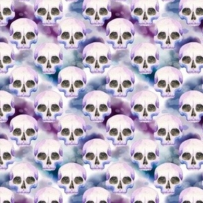 Blue Purple Watercolor Skulls extra-small scale