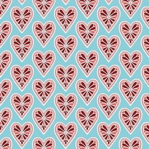 (L) Heartfelt hearts folk art style light blue