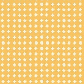 Micro - Circles and Crosses - Geometric Polka Dots -  Yellow and White