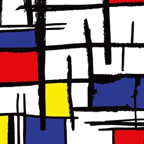 Bauhaus Mondrian De Stijl Mid Century Modern Painting - LARGE SCALE