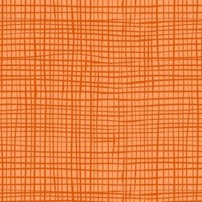 burlap - orange - crosshatch
