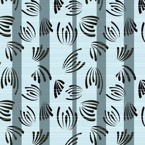 Field Flowers in the wind with stripes - blue grayish (medium)