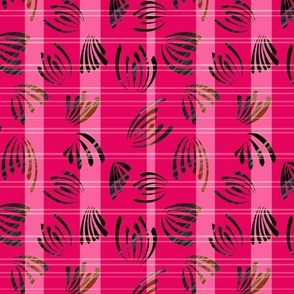 Field Flowers in the wind with stripes - Pink (medium)