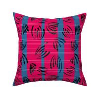 Field Flowers in the wind with stripes - blue pink (medium)