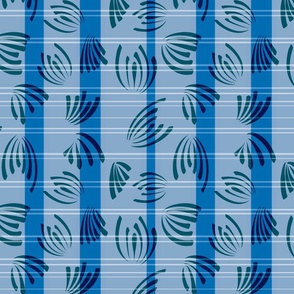 Field Flowers in the wind with stripes - blue (medium)