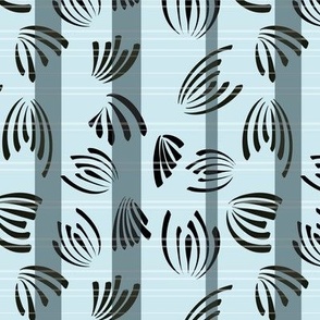 Field Flowers in the wind with stripes - blue grayish (Small)