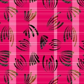 Field Flowers in the wind with stripes - pink (Small)