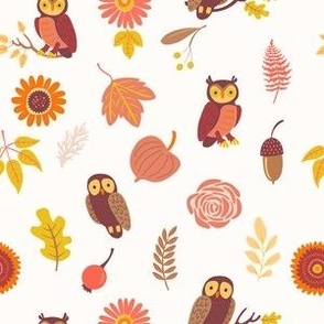 Owls and Fall Flowers