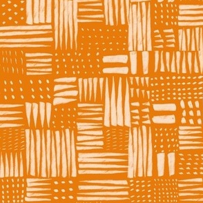 Dots and Dashes | Outdoor Oasis Collection || White  on  Orange by Sarah Price