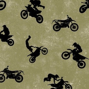 (medium) Motocross, motorcycle bike riders on khaki, medium scale 