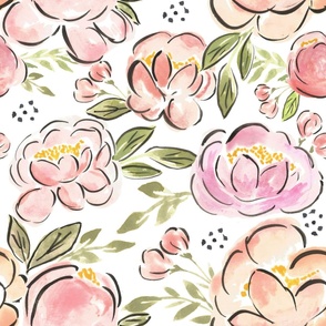 sweet sketchy peonies watercolor florals 