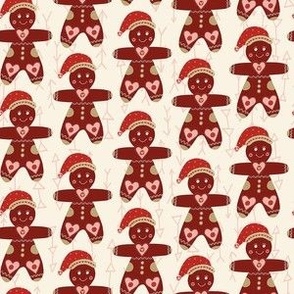 Christmas Gingerbread Men with Santa Hats - 6 inch