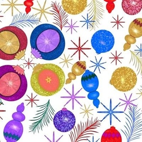 Ornaments with Bright Colors on White Background
