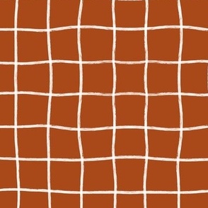 Hand Drawn Windowpane Grid (white/burnt orange)