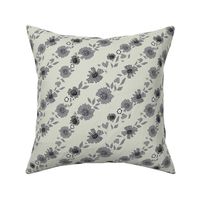 Grey Monochrome Daisy Diagonal Textured Pattern