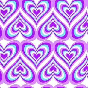 Retro Seventies Hearts - Mauve/Mint/Purple - 12 inch