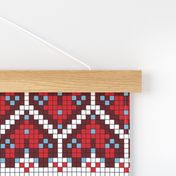 Cross Stitch Scandi Hearts - Apres Ski - Red/White - 15 inch