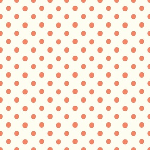 Geometric symetrical circles polkadots orange tangerine white ecru background
