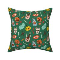 Spooky retro Halloween - green, small scale