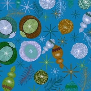 Woodland Ornament Pattern on blue