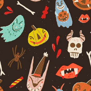 Spooky retro Halloween - black, large scale