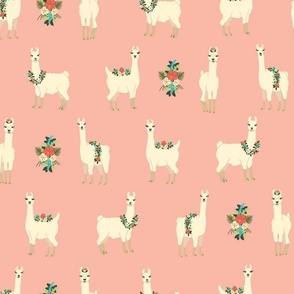 Lovely Little Llamas on Pink