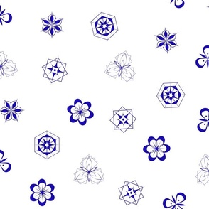 small geometric floral in blue