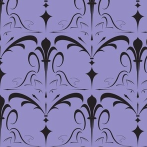 cat damask in purple and black