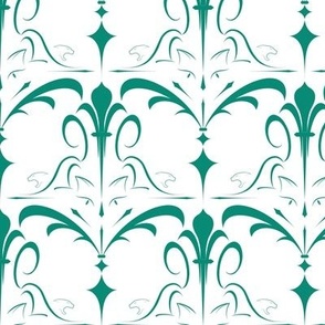 cat damask in teal