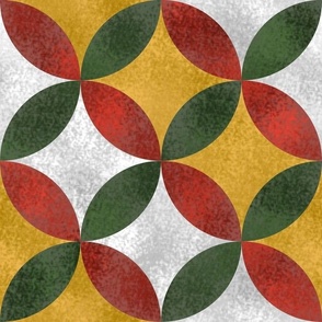 Batik Petals in Christmas Red Green Gold and White