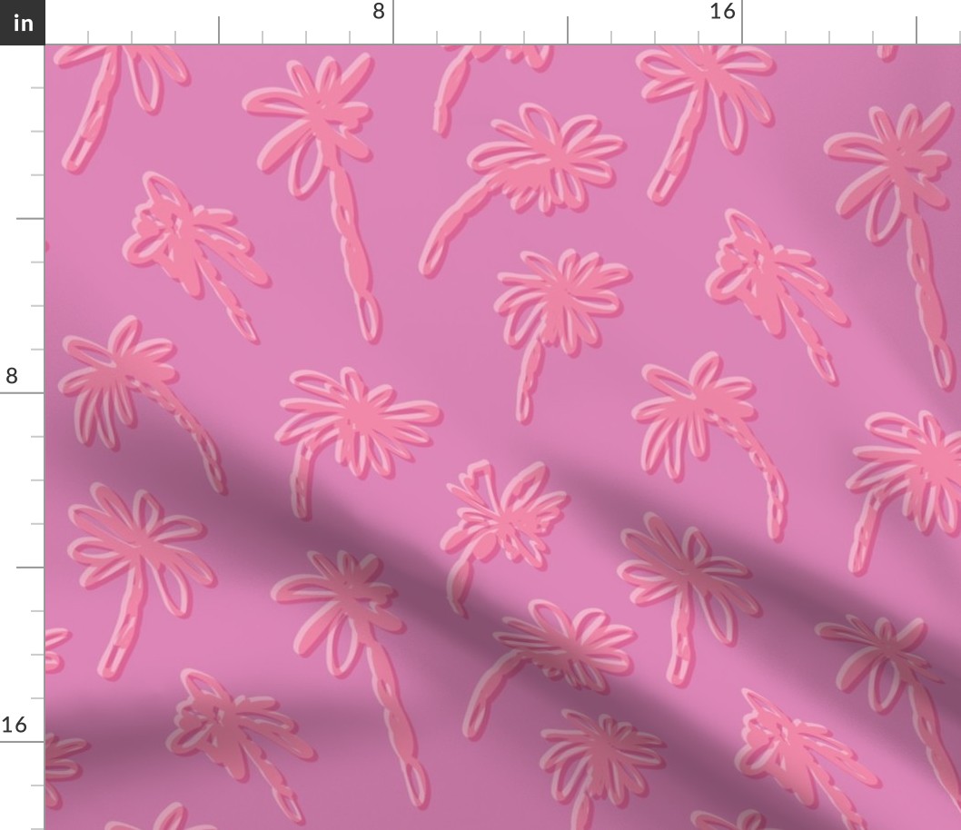 Palms - pink, large scale