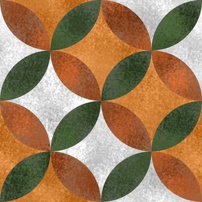 Batik Petals in Browns Orange Green and White