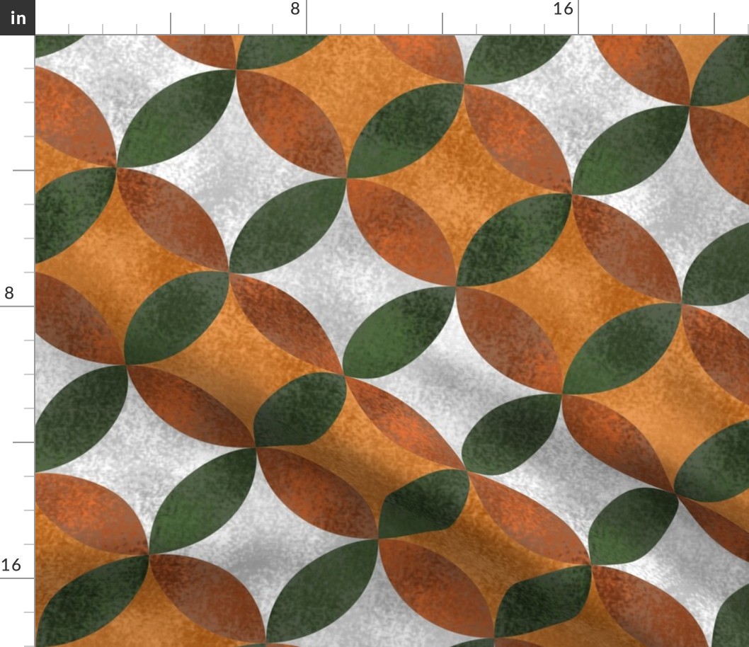 Batik Petals in Browns Orange Green and White