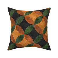 Batik Petals in Browns Orange Green and Charcoal Gray