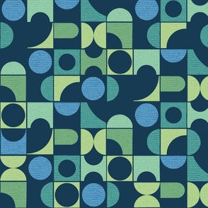 Geometric Squares Blue/Green