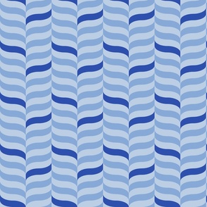 Shades of blue curved chevron, Geometric, Sky Blue