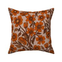 Retro Floral.Orange.Brown.Lge