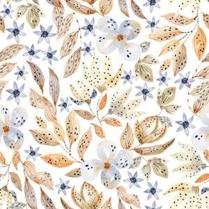 Watercolor Floral Pattern in Beige and Blue 2