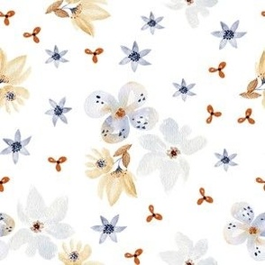 Watercolor Floral Pattern in Beige and Blue 5