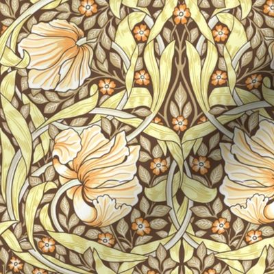 Pimpernel - by William Morris - MEDIUM - warm earth tones - historic floral Pimpernell Antiqued art nouveau art deco damask