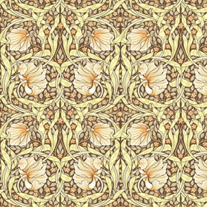 Pimpernel - by William Morris - MEDIUM - warm earth tones - historic floral Pimpernell Antiqued art nouveau art deco damask